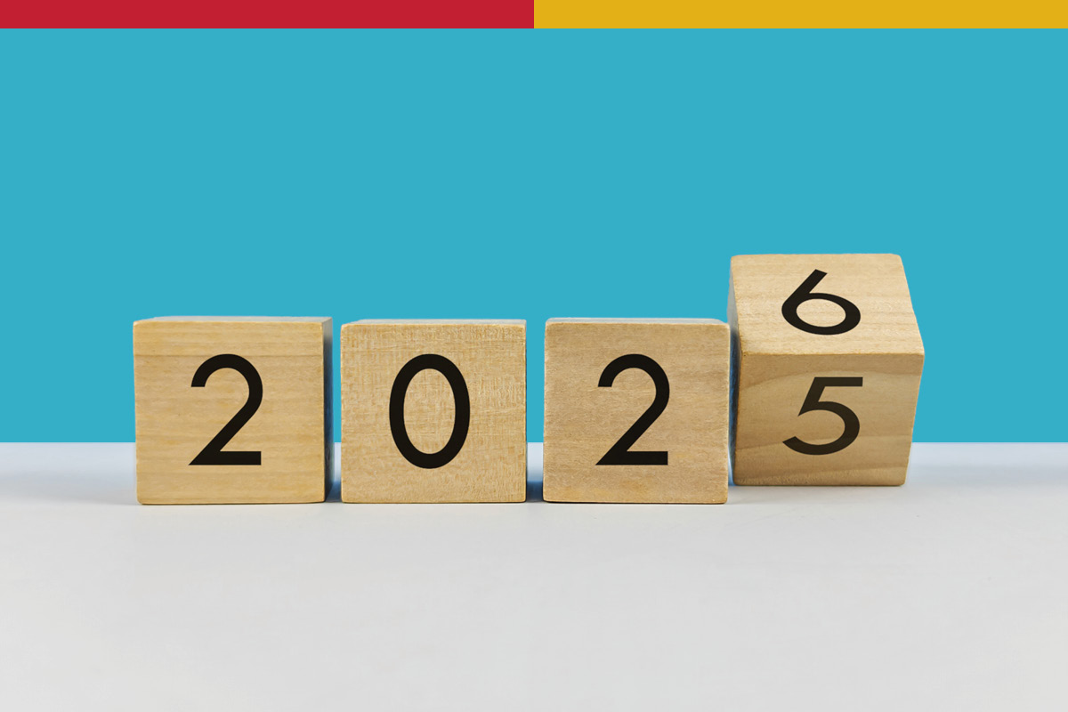 A graphic of blocks with numbers on them changing from 2025 to 2026.
