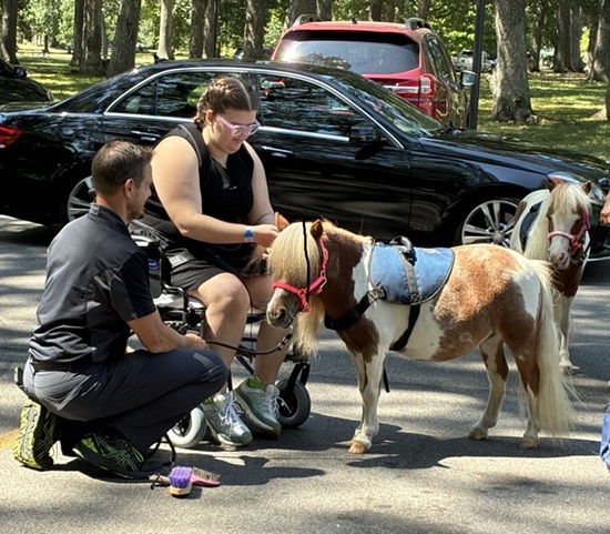 Pediatric patient stays engaged with rehab thanks to child life team and mini horses visit